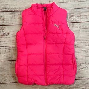 Girls Puma Bright Neon Pink Puffer Vest